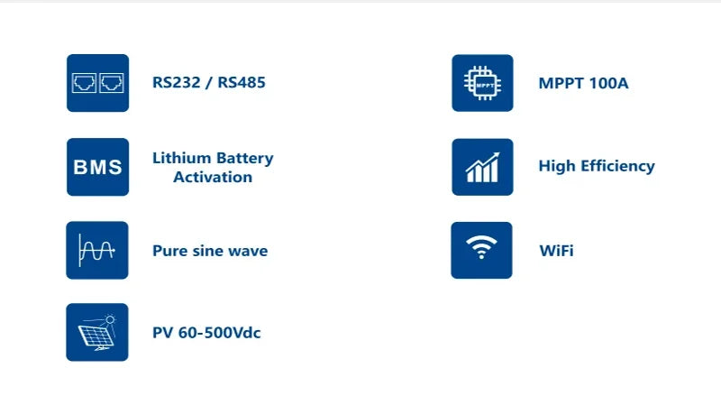 4KW Solar Inverter Hybrid Off Grid 230V MPPT 100A PV 500VDC Pure Sine Wave Solar Controller With WIFI Support BMS