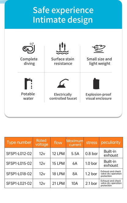 SEAFLO RV 12V submersible pump, micro water pump, water tank, water pump, DC portable car mounted small submersible pump