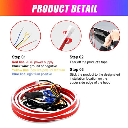 12V LED Car Hood Light RGB With Turn Signal DRL Multifunctional APP Control Neon Strip Daytime Running Light Car Decoration Lamp