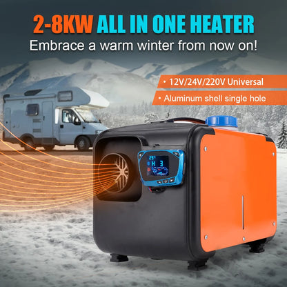 12V/24V/220V Diesel Air Heater All in One Car Heater with Silencer Remote Control for Car Truck Boat RV Parking Diesel Heater