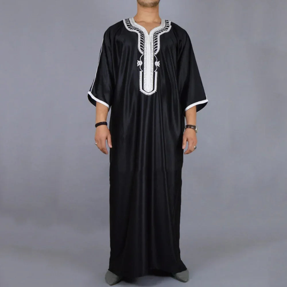 Durable Kaftan Arab Muslim Robe Men Jubba Thobe Long Sleeve Dubai Islamic Ethnic Gown Nightshirts Fashion Loose Casual Clothes