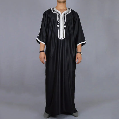 Durable Kaftan Arab Muslim Robe Men Jubba Thobe Long Sleeve Dubai Islamic Ethnic Gown Nightshirts Fashion Loose Casual Clothes