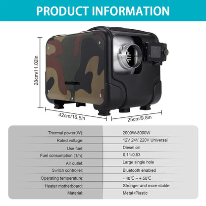 2/8KW Parking Diesel Heater Air Heater 12V/24V/220V With LCD Switch Silencer for Car Truck Boat RV Winter heating heater