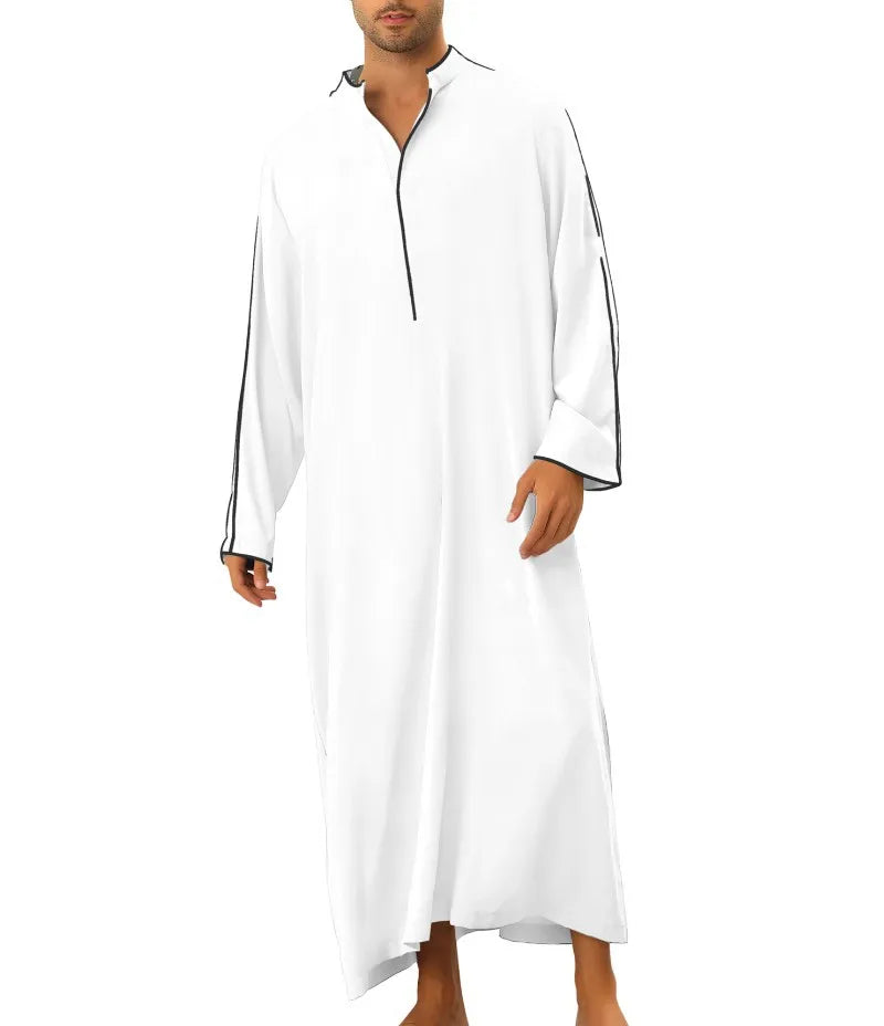 Loose Muslim Kaftan Robe Middle East Men Long Sleeve Arab Islamic Solid Color Maxi Dubai Abaya Jubba Thobe Robes Clothing