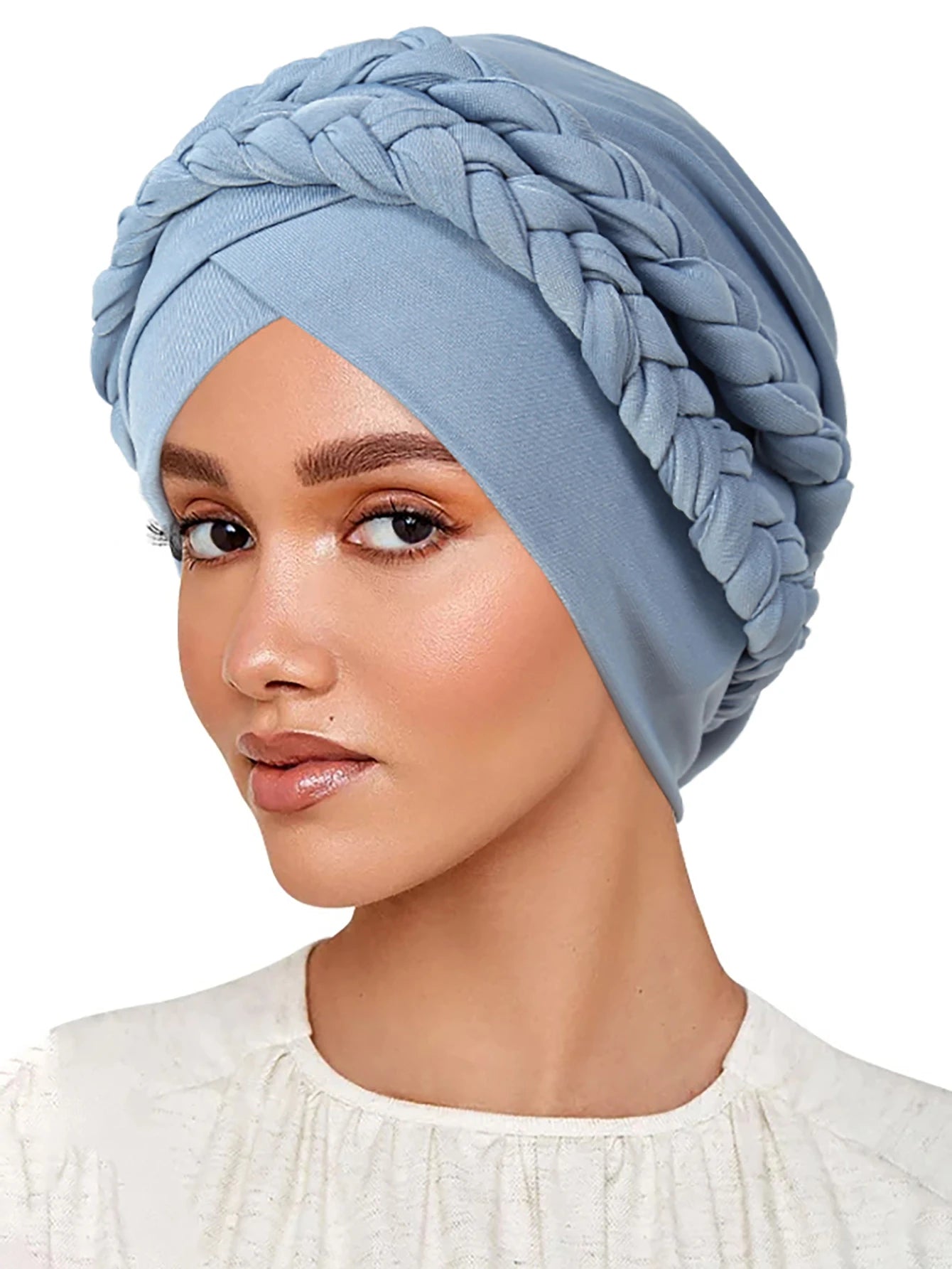 Trendy Braid Muslim Turban Cap Solid Color Women Hijabs Islamic Chemo Cap Head Scarf Ladies Head Wrap Cover Hijab Scarf