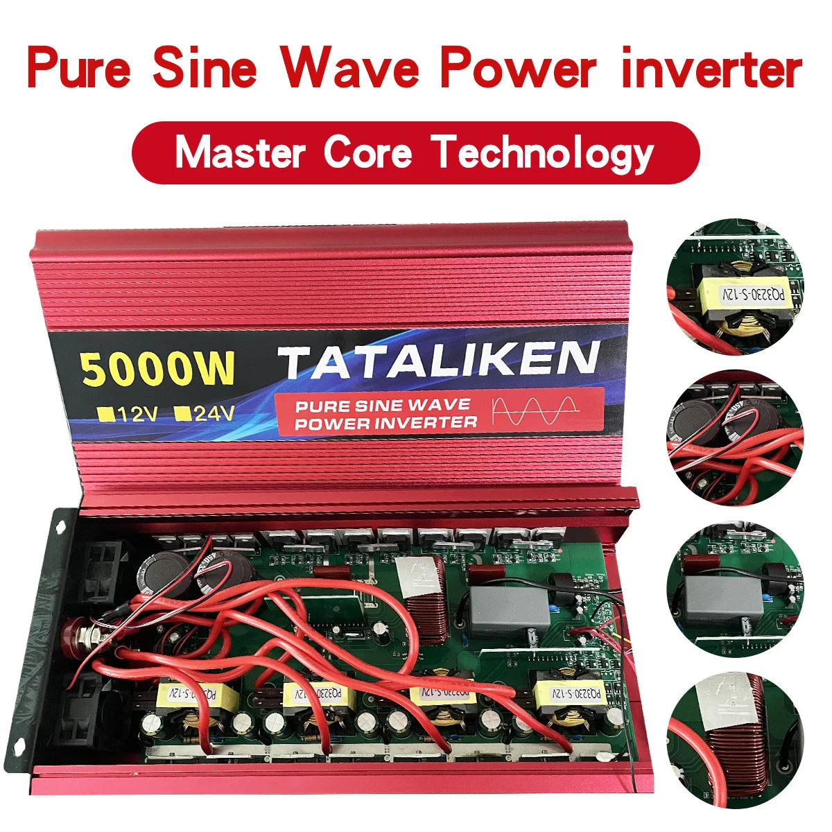 pure sine wave power inverter 12V to 220V 50HZ 2500W 3500W 4500W 5000W 6000W DC to AC voltage converter  power supply EU Socket