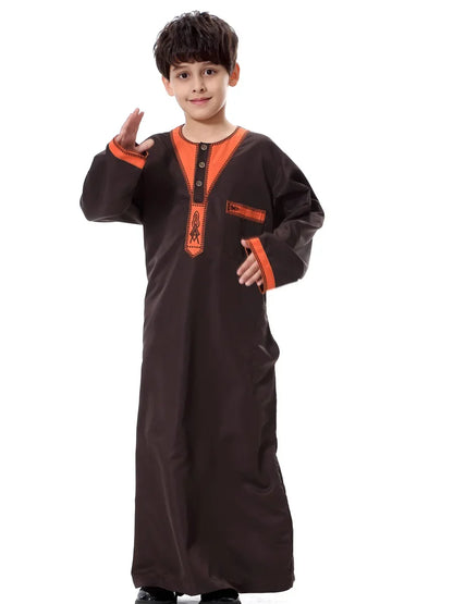 Eid Muslim Kids Abaya Jubba Thobe Dress Kimono Boy Thobe Thawb Caftan for Children Ramadan Long Robes Dress Dubai Arab 2025