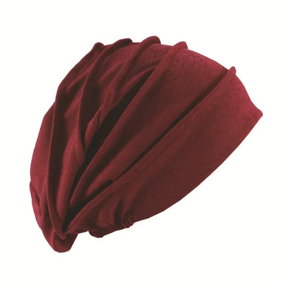 Breathable Elastic Women's Turban Hat Soft Ruffle Head Wrap Cap Lady Cancer Chemo Cap Muslim Headscarf Hat