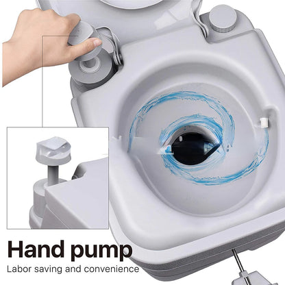 Portable Toilet 3.96 Gallon Travel RV Potty with T-type Water Outlets Anti-Leak Handle Water Pump Rotating Spout for Camping