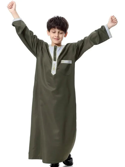 Eid Muslim Kids Abaya Jubba Thobe Dress Kimono Boy Thobe Thawb Caftan for Children Ramadan Long Robes Dress Dubai Arab 2025