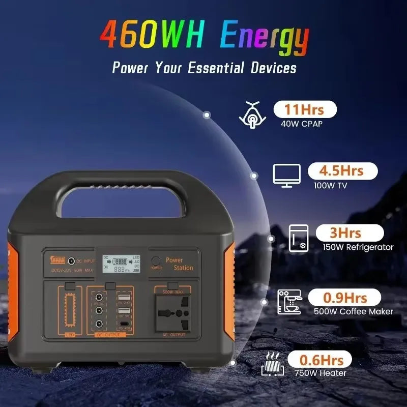 Portable Power Station 500W Solar Power Generator 110V 220V  LiFePO4 Charging Station Camping Battery Energy Station For Camping