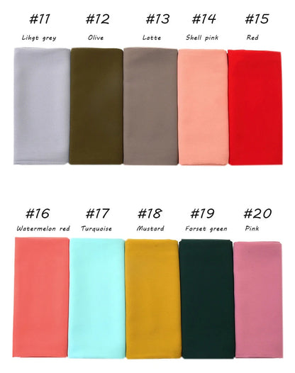 Ramadan Muslim Chiffon Hijabs For Woman Plain Color Headscarf Long Shawl Scarf Women Jersey Hijabs Ladies Islam Voile Hijab