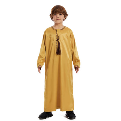 Ramadan Eid Muslim Kids Robe Islamic Arabic Children Long Sleeve Dress Jubba Thobe Abaya Dubai Saudi Boys Clothing Turkey Caftan