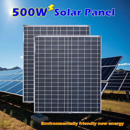 500W Solar Panel 12V Polycrystalline Silicon Solar Charging Panel Kit Outdoor Household Portable Rechargeable Solar Cell Charger