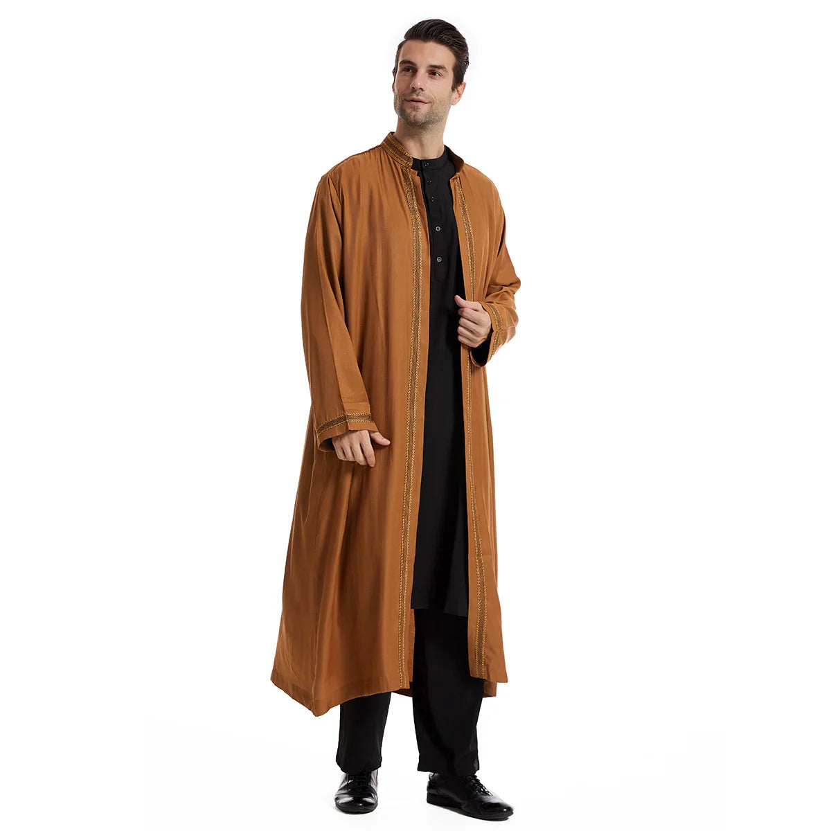 Eid Cardigan Muslim Men Jubba Thobe Mens Abaya Long Dress Islamic Ramadan Kimono Long Robe Saudi Arabic Musulman Caftan Dubai