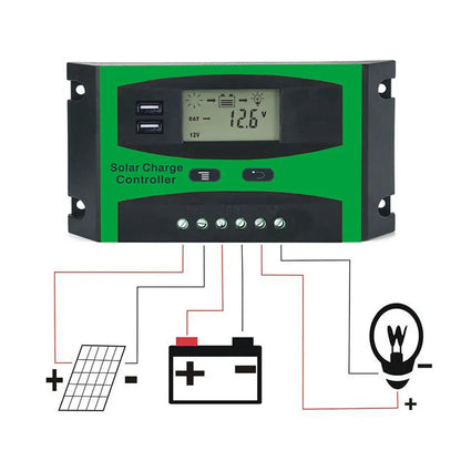 Solar Charge Controller 12V/24V Lithium Lead-acid Battery Solar Controller PMW Charging Management Solar Charger Regulator 10A