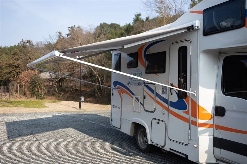 Caravan Awnings,Motorhome Manual Electric RV SunShade Cassette Awnings Caravan Camper Van Awning With Led Light Strip