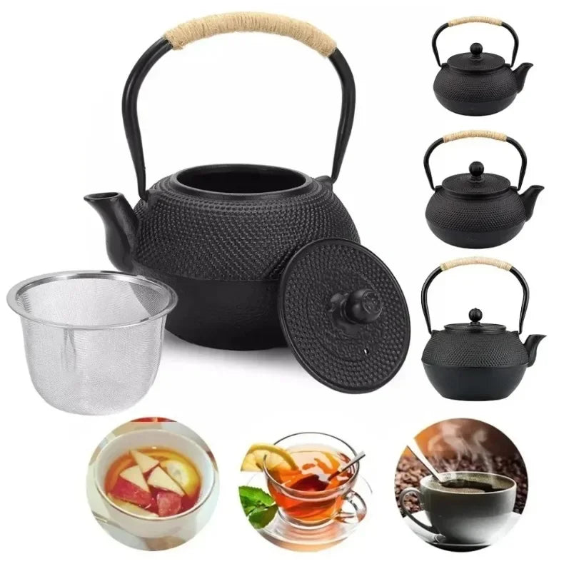 Cast Iron Tea Teapot Japanese Tea Kettle Chinese Teapots for Boiling Water Ceremony Accessory Kitchen Teaware Set Charcoal Stove