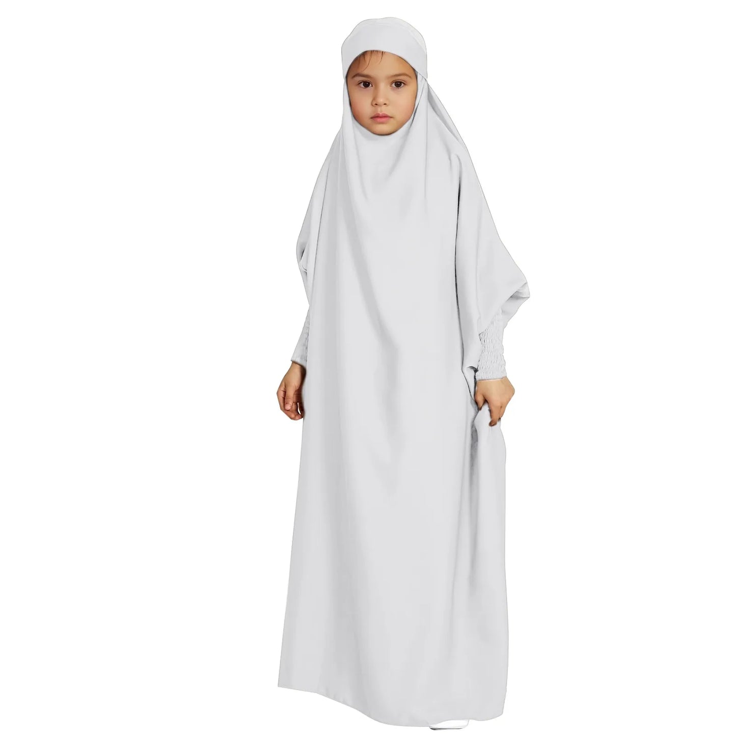 Ramadan Muslim Kids Girls Abaya Robe Solid Color Long Kaftan abaya enfant robes Dress Islamic Clothing Kids Clothes For Gift