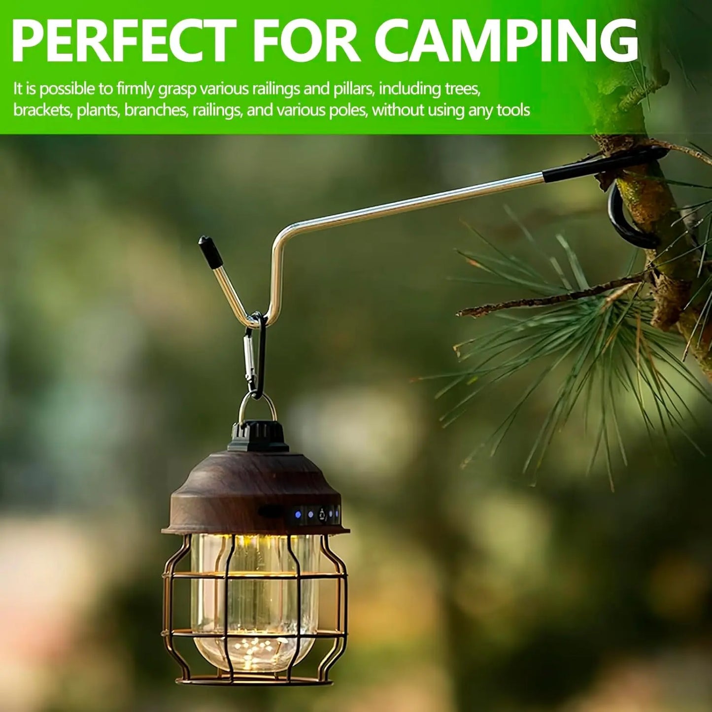 1/2Pcs Heavy Duty Camping Tent Accessories Lantern Stand Hook Non-Slip Camping Light Pole Hanger for Camping Lights Lanterns