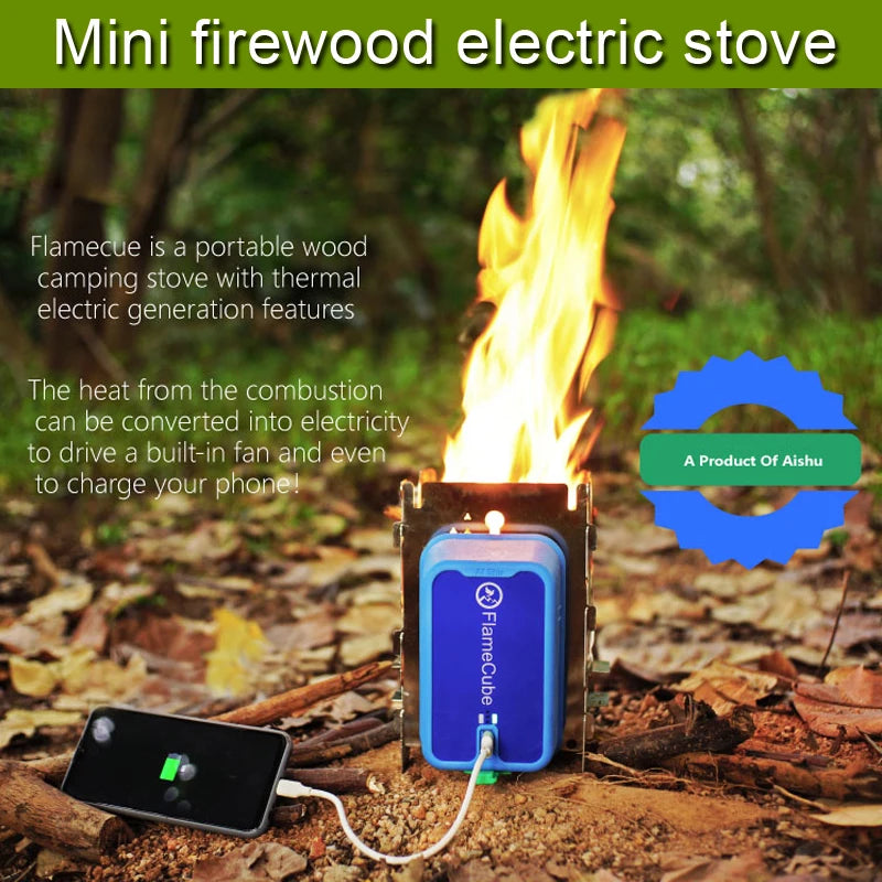 Outdoor Mini Portable Stainless Steel Fire Transformer, Camping, Garden, Picnic, Cooking, Folding, Windproof, Firewood, Power Generation, Heating Furnace, Emergency Charging, Survival Equipment