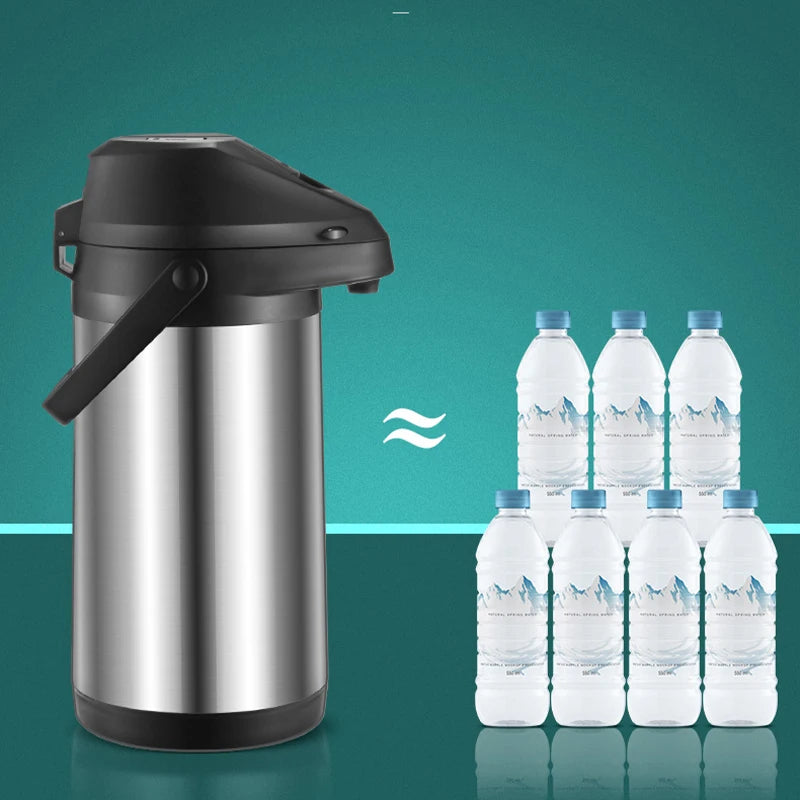 Stainless Steel Air Pressure Thermos Kettle Press-type Water Dispenser Large Capacity Office Household Water Vacuum Flasks