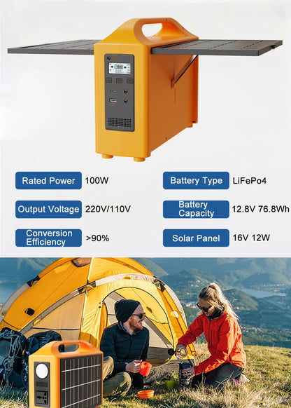 100W Portable Power Station 110V 220V Solar Generator UPS Mobile Power Station Power Bank 24000mAh With Solar Panel For Camping