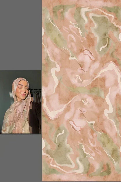 Newest Printed Modal Cotton Hijab Scarf Muslim Premium Ombre Tie Dye Watercolour Marble Print Shawl Hijab Scarf