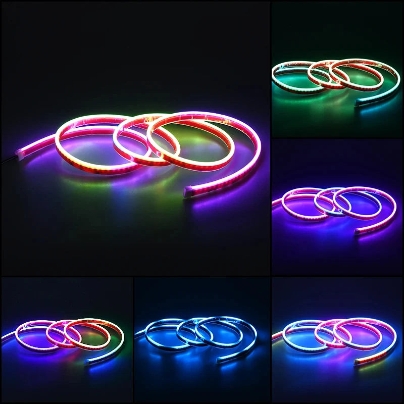 12V LED Car Hood Light RGB With Turn Signal DRL Multifunctional APP Control Neon Strip Daytime Running Light Car Decoration Lamp