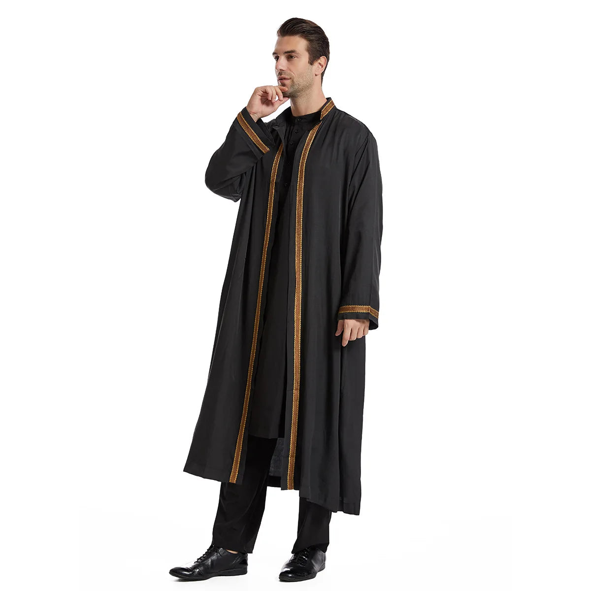 Eid Cardigan Muslim Men Jubba Thobe Mens Abaya Long Dress Islamic Ramadan Kimono Long Robe Saudi Arabic Musulman Caftan Dubai