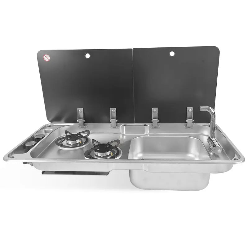 Outdoors Camping Gas Double Stove With Sink Cooker In RV Boat Yacht Caravan Motor Home Kitchen Including Tap And Drainer 904