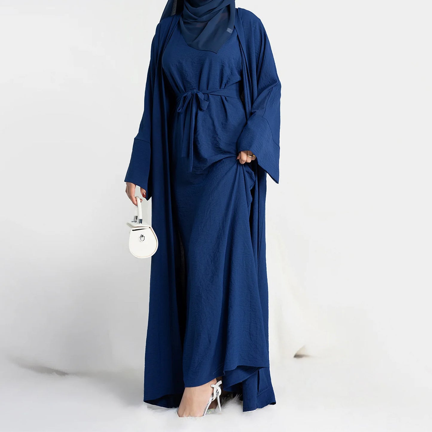 Abayas for Women Dubai Turkey Inner Hijab Dress Two Piece Abaya Muslim Set Ramadan Kimono Islamic Clothing Kaftan Femme Musulman