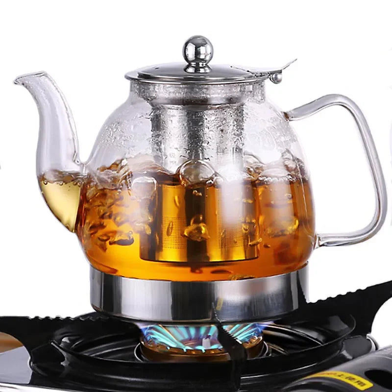 Glass Tea Pots Gas Stove Induction Cooker Water Kettle Chinese Style Teapot With Filter Heat resistant Flower Tea 800/1200ML 1pc