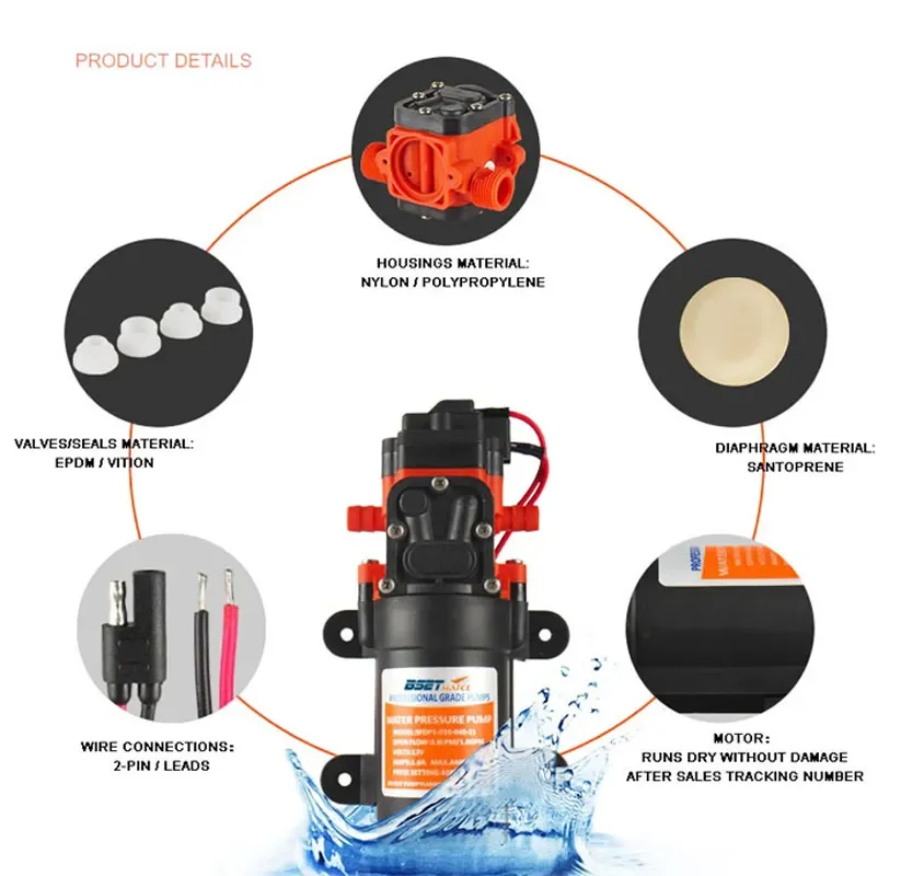 35PSI 12V Marine Water Pump Diaphragm Self Priming Pump Boat Accessories Showers Toilets Water Transfer Motor Fit for RV Caravan