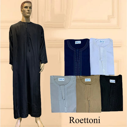 Long Sleeve Aman Abaya 1Piece Jubba Thobe For Men Kaftan Pakistan Muslim Saudi Arabia Djellaba Islam Clothing Prayer Robe Afghan