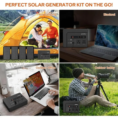 Powkey Solar Generator with Panel, 146Wh/200W Portable Power Station with Solar Panel 40W, 110V Pure Sine Wave DC/USB/AC Outlet