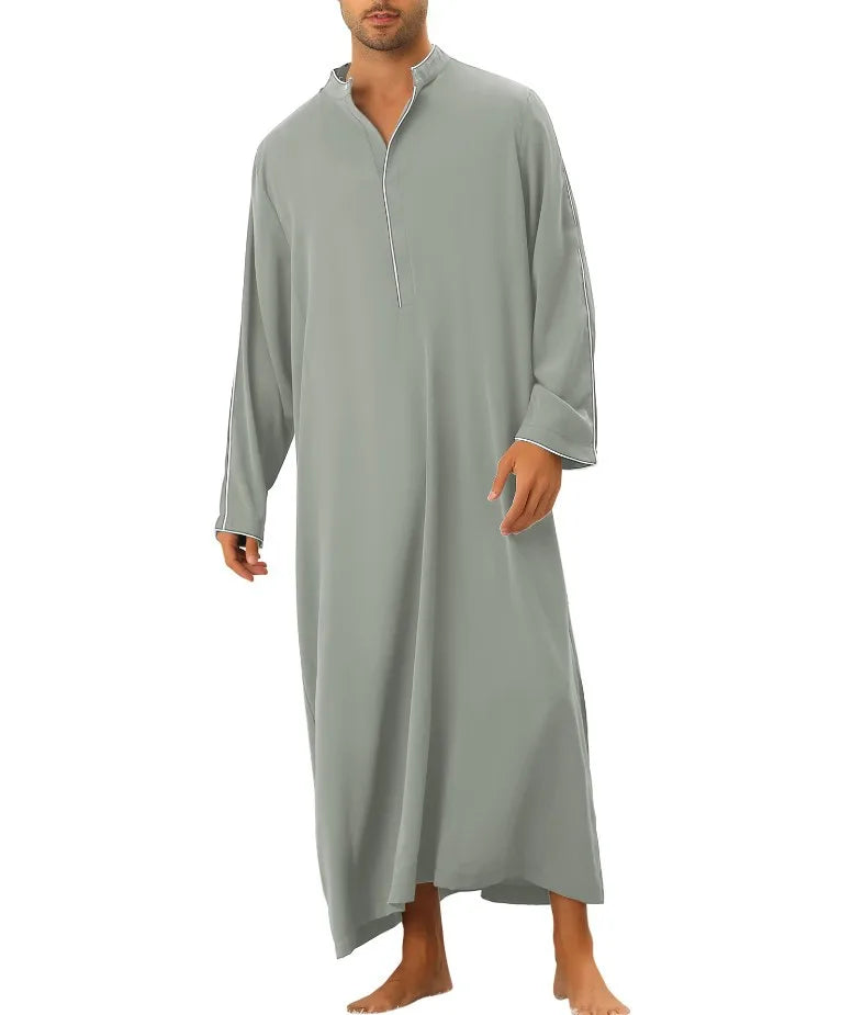 Loose Muslim Kaftan Robe Middle East Men Long Sleeve Arab Islamic Solid Color Maxi Dubai Abaya Jubba Thobe Robes Clothing