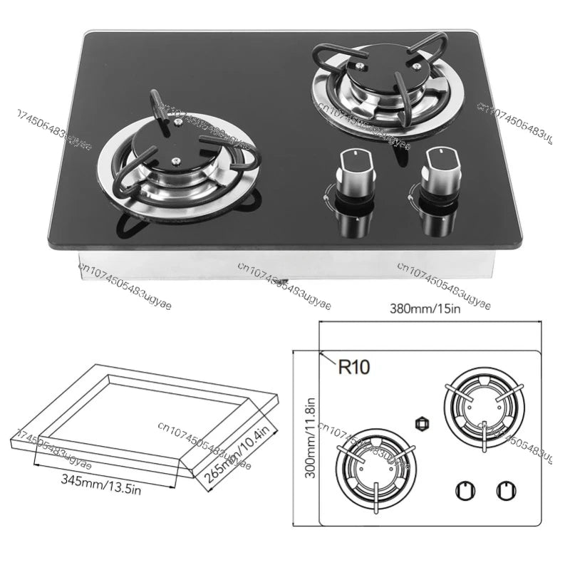 RV Gas Stove 2 Burners 1.8Kw Power Tempered Glass Panel Easy to Clean Gas Cook Top for RV Boat Caravan Camper