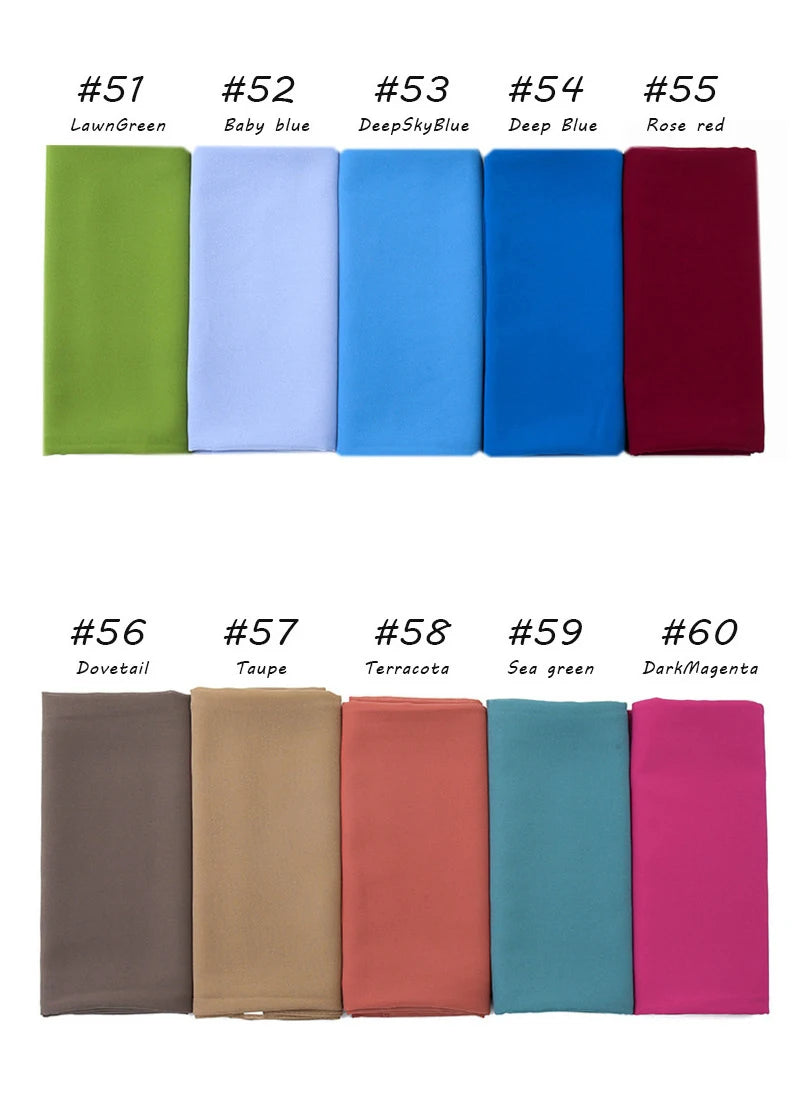 Ramadan Muslim Chiffon Hijabs For Woman Plain Color Headscarf Long Shawl Scarf Women Jersey Hijabs Ladies Islam Voile Hijab