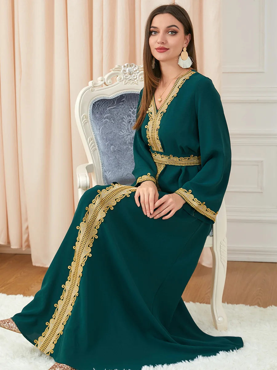 Arab Morocco Muslim Dress Abaya Women embroidery maxi Abayas Dubai Turkey Islam Kaftan Longue Musulmane Vestidos Largos 2022