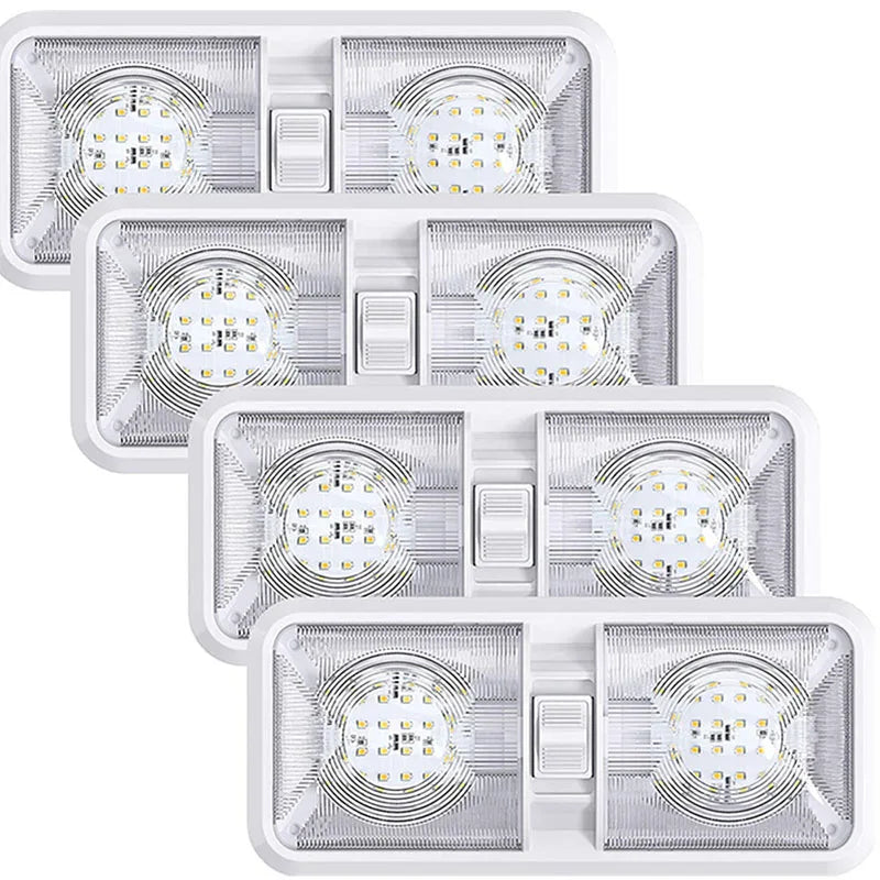 12-24V RV 48 LED Dome Lights Car Double Ceiling Light Boat Truck Camper Trailer Caravan High Brightness Car Interior Read Lights