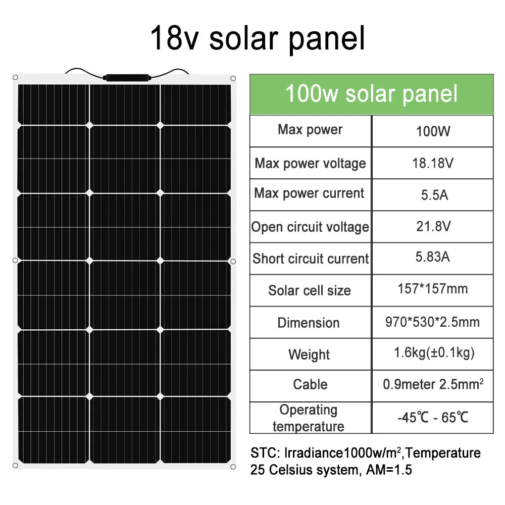 solar panel kit and 300w 200w 100w flexible solar panels 12v 24v high efficiency battery charger module