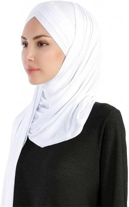 Women Turban Jersey Hijab Lightweight Soft Forehead Cross Instant Hijab Shawls and Wraps Muslim Stretch Head Scarf