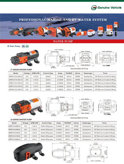 Caravan Accessories 12-24V Van Mechanical Seal Electric Diaphragm Sink Water Pump RV Camper Toilet Shower