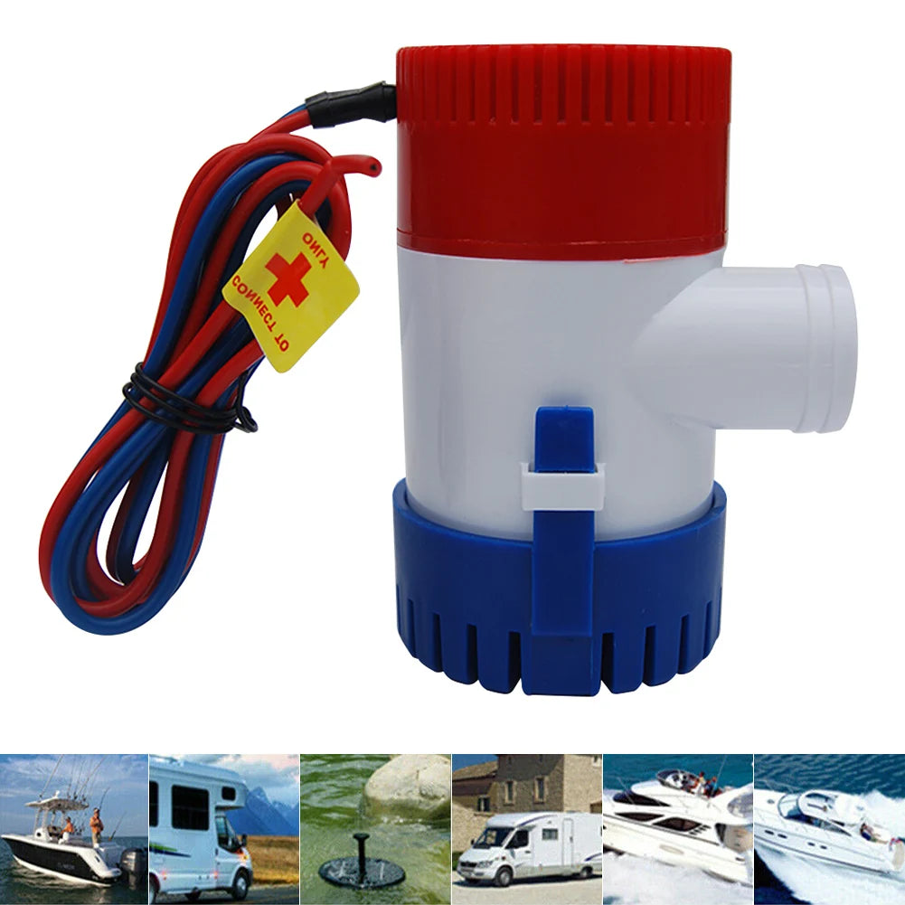 1100GPH 12V Electric Marine Submersible Bilge Sump Water Pump With Switch For Boat 18AWG Low noise submersible boat water pump