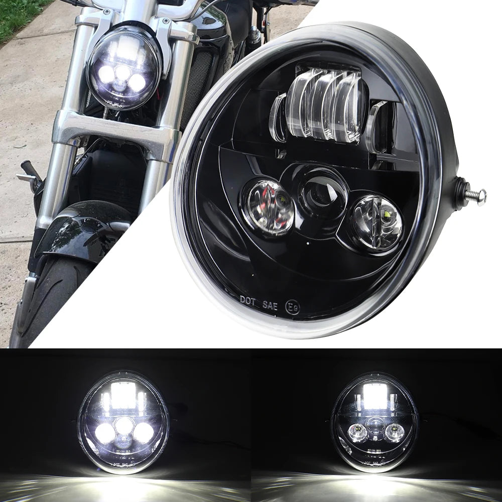 For V Rod VRSCF VRSC VRSCR 2002-2017 60W Vrod LED Front Headlight HI/Low Beam Motorcycle Headlamp