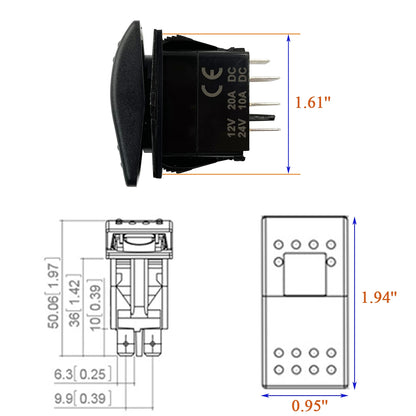 WATER PUMP Rocker Switch 5P On-Off Dual Blue Led Light for Car Boat RV Caravan Camper Trailer, Auto Accessories, 12V 24V