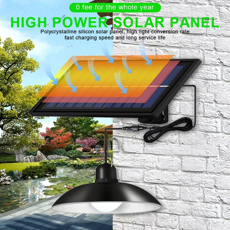 Single Dual Heads Solar Pendant Lights Remote Control Indoor Outdoor Shed Lamp Led Hanging for Storage Room Yard Porch Garden