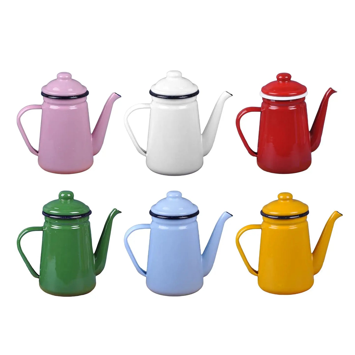 Enamel Tea Kettle with Handle Stovetop Teapot for Kitchen Restaurant Tea