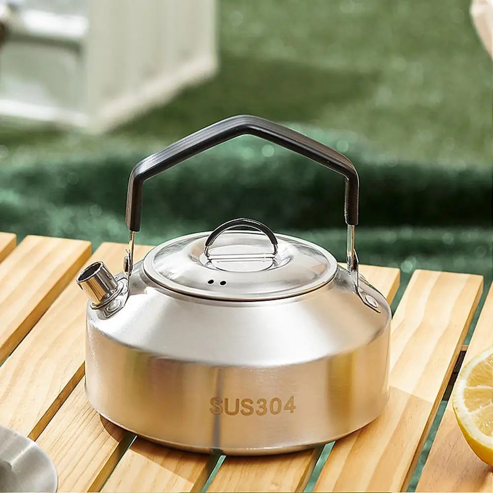 New Camping Kettles For Boiling Water 304 Stainless Steel Water Pot Outdoor Gas Cassette Stove Teapot Kitchen Whistling Kettle